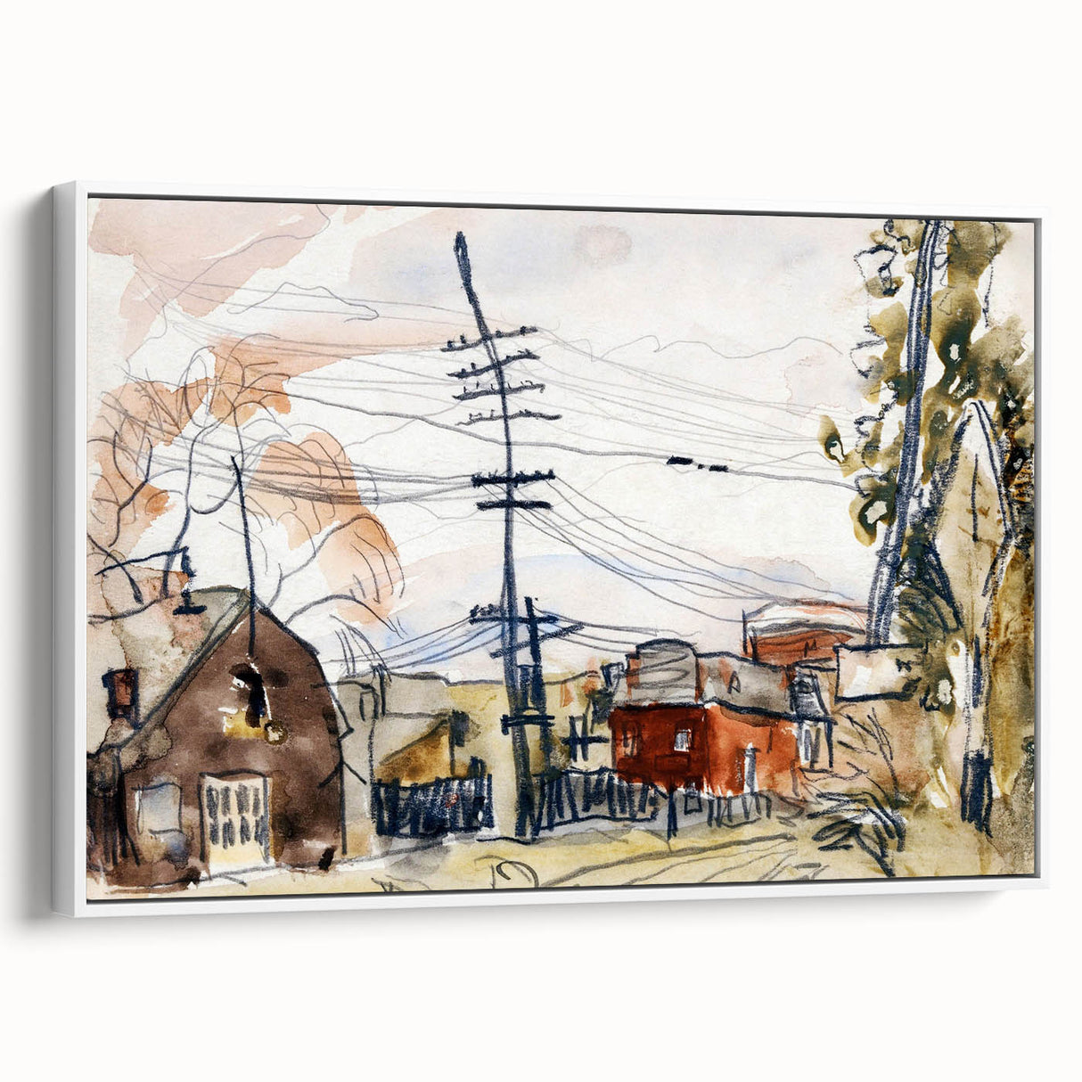 Modern Wall Art: Abstract Railroad Scene with Rustic Urban Charm
