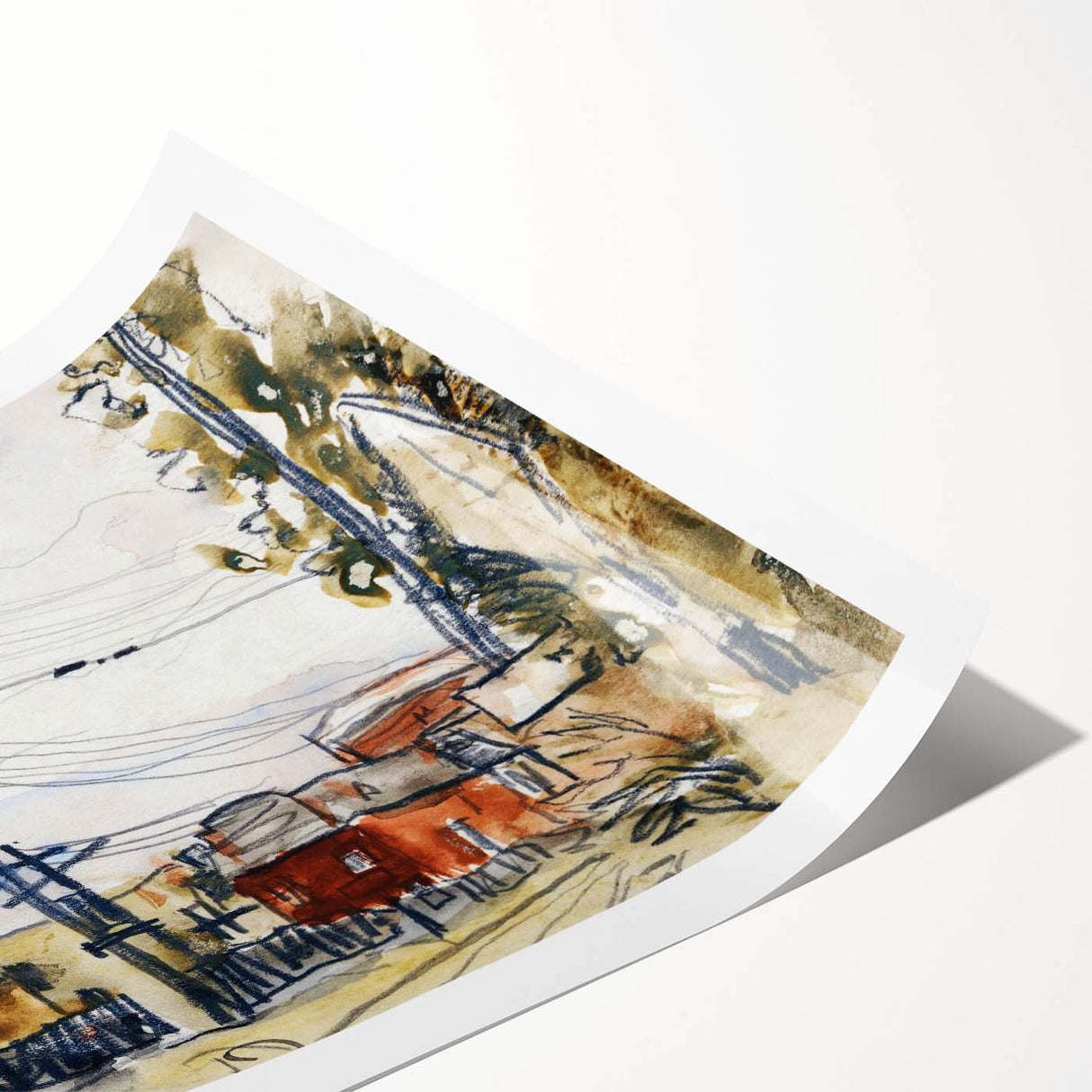 Modern Wall Art: Abstract Railroad Scene with Rustic Urban Charm