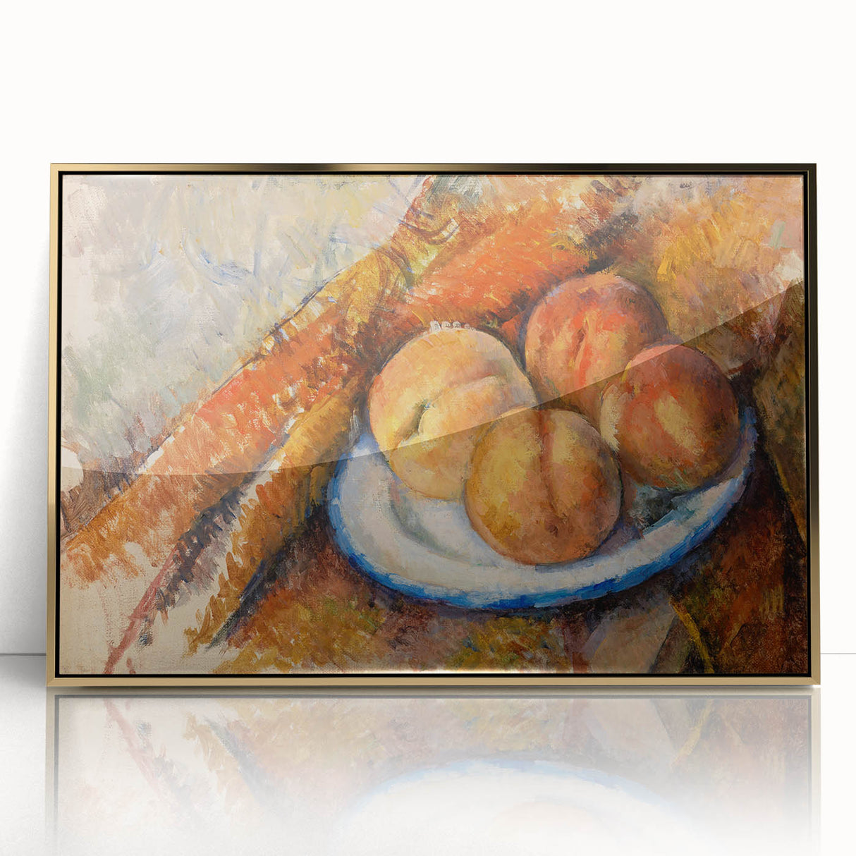 Modern Wall Art: Still Life of Peaches on Plate with Warm Tones
