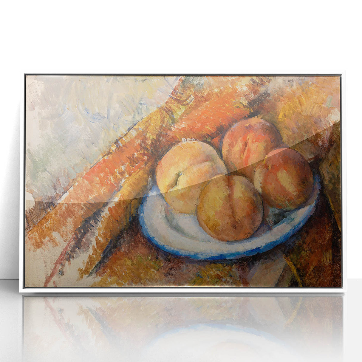 Modern Wall Art: Still Life of Peaches on Plate with Warm Tones
