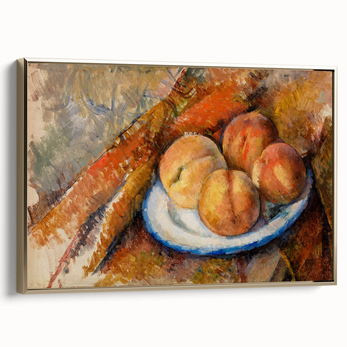 Modern Wall Art: Still Life of Peaches on Plate with Warm Tones