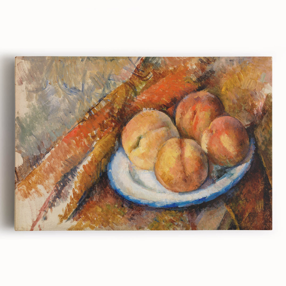 Modern Wall Art: Still Life of Peaches on Plate with Warm Tones