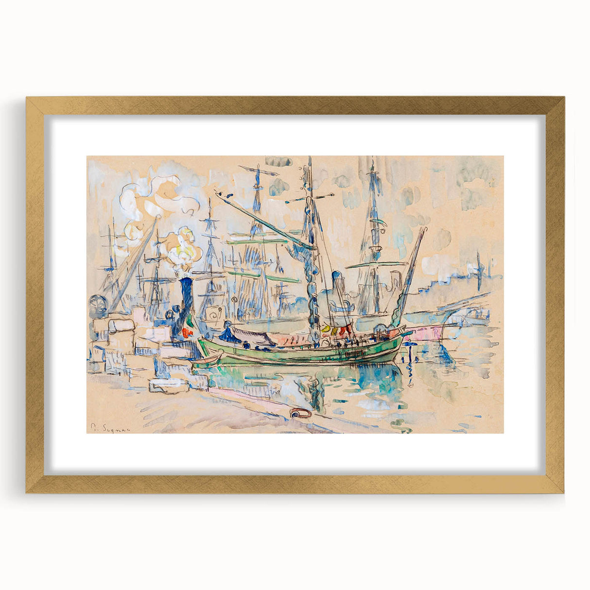 Modern Wall Art: Abstract Nautical Scene of Marseille Harbor