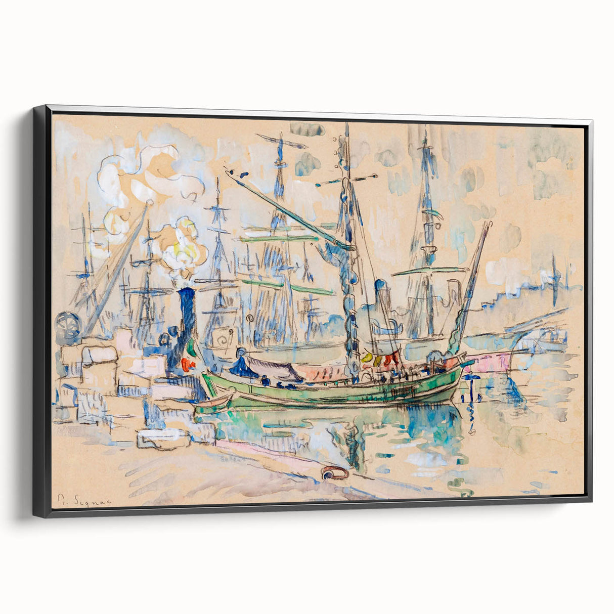 Modern Wall Art: Abstract Nautical Scene of Marseille Harbor