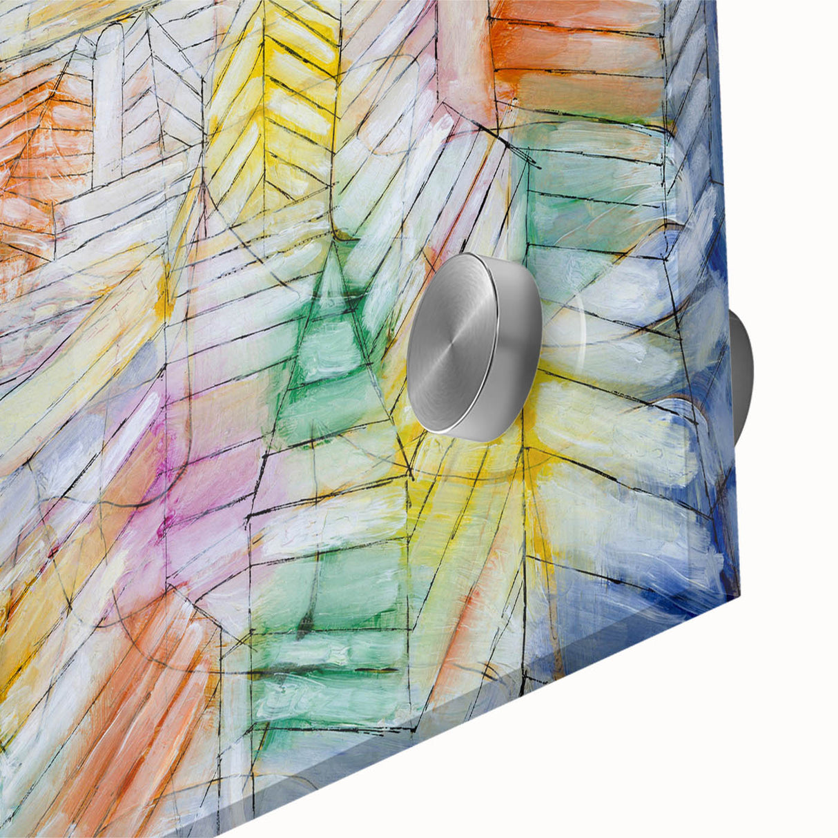 Modern Wall Art: Abstract Geometric Mountain Design with Pastel Tones