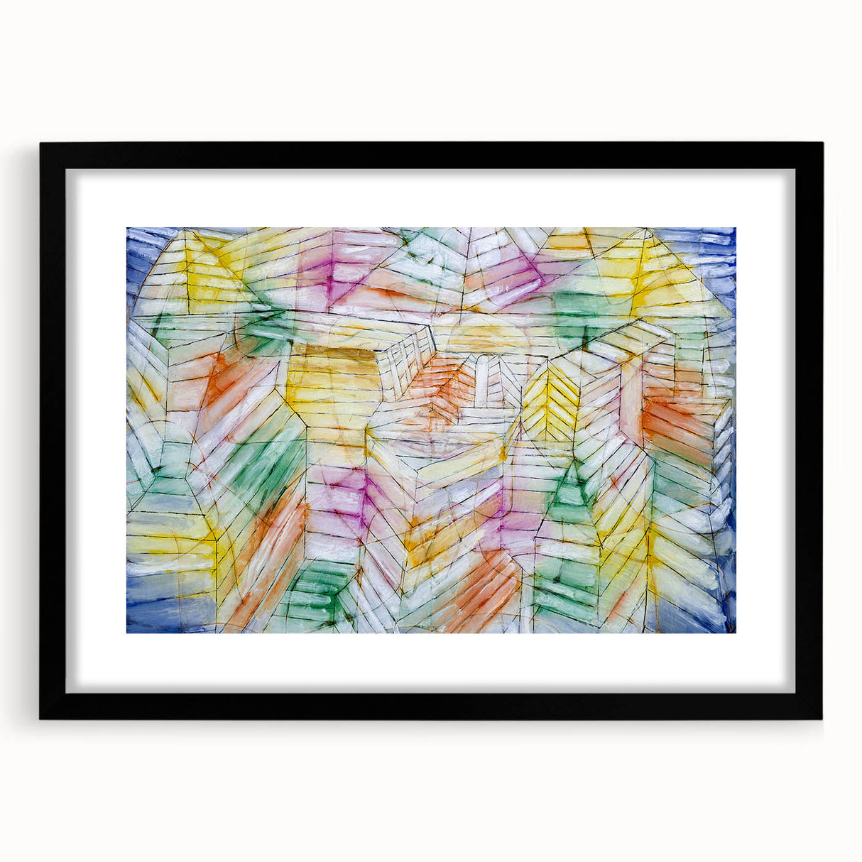 Modern Wall Art: Abstract Geometric Mountain Design with Pastel Tones