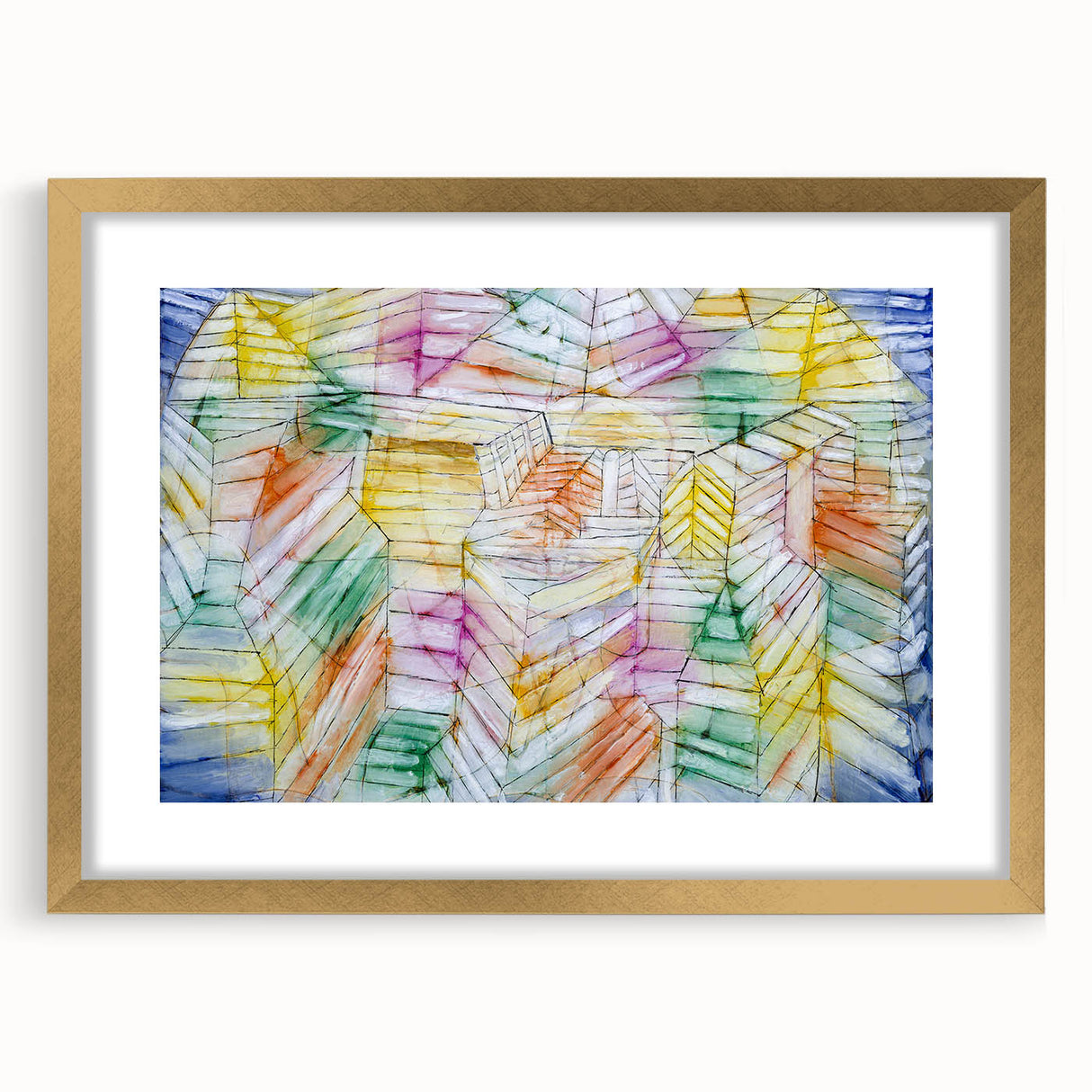 Modern Wall Art: Abstract Geometric Mountain Design with Pastel Tones
