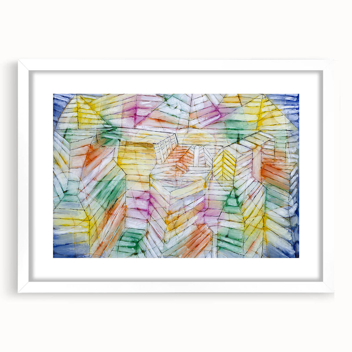 Modern Wall Art: Abstract Geometric Mountain Design with Pastel Tones