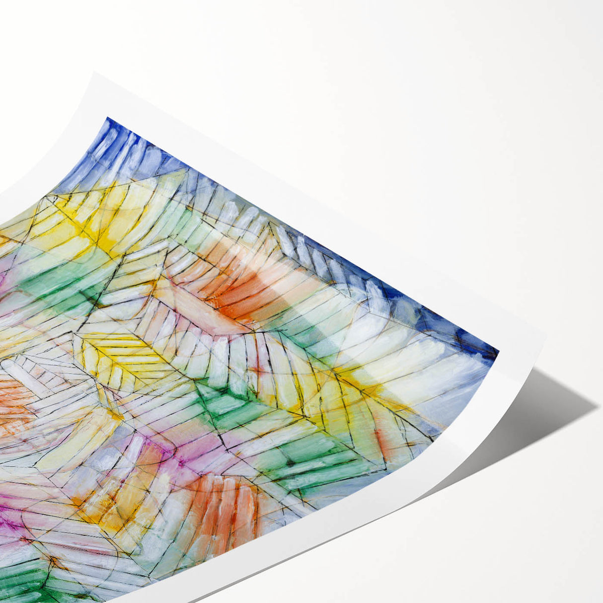 Modern Wall Art: Abstract Geometric Mountain Design with Pastel Tones