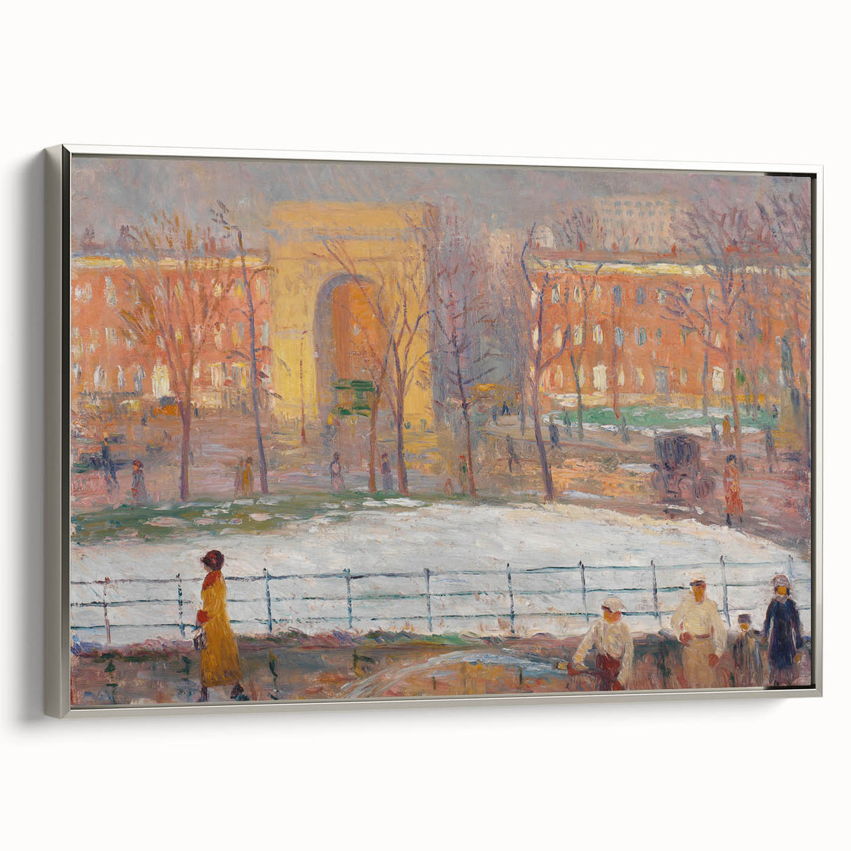 Modern Wall Art: Vibrant Washington Square Scene with Street Cleaners
