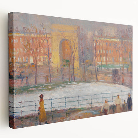 Modern Wall Art: Vibrant Washington Square Scene with Street Cleaners