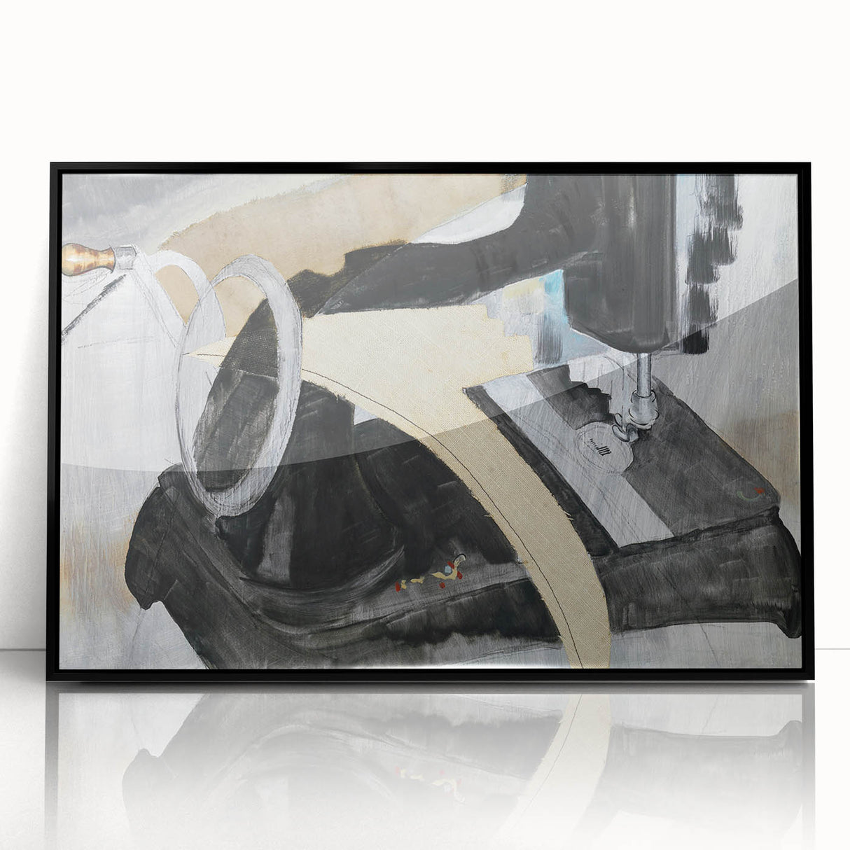 Modern Wall Art: Abstract Hand Sewing Machine with Industrial Flair