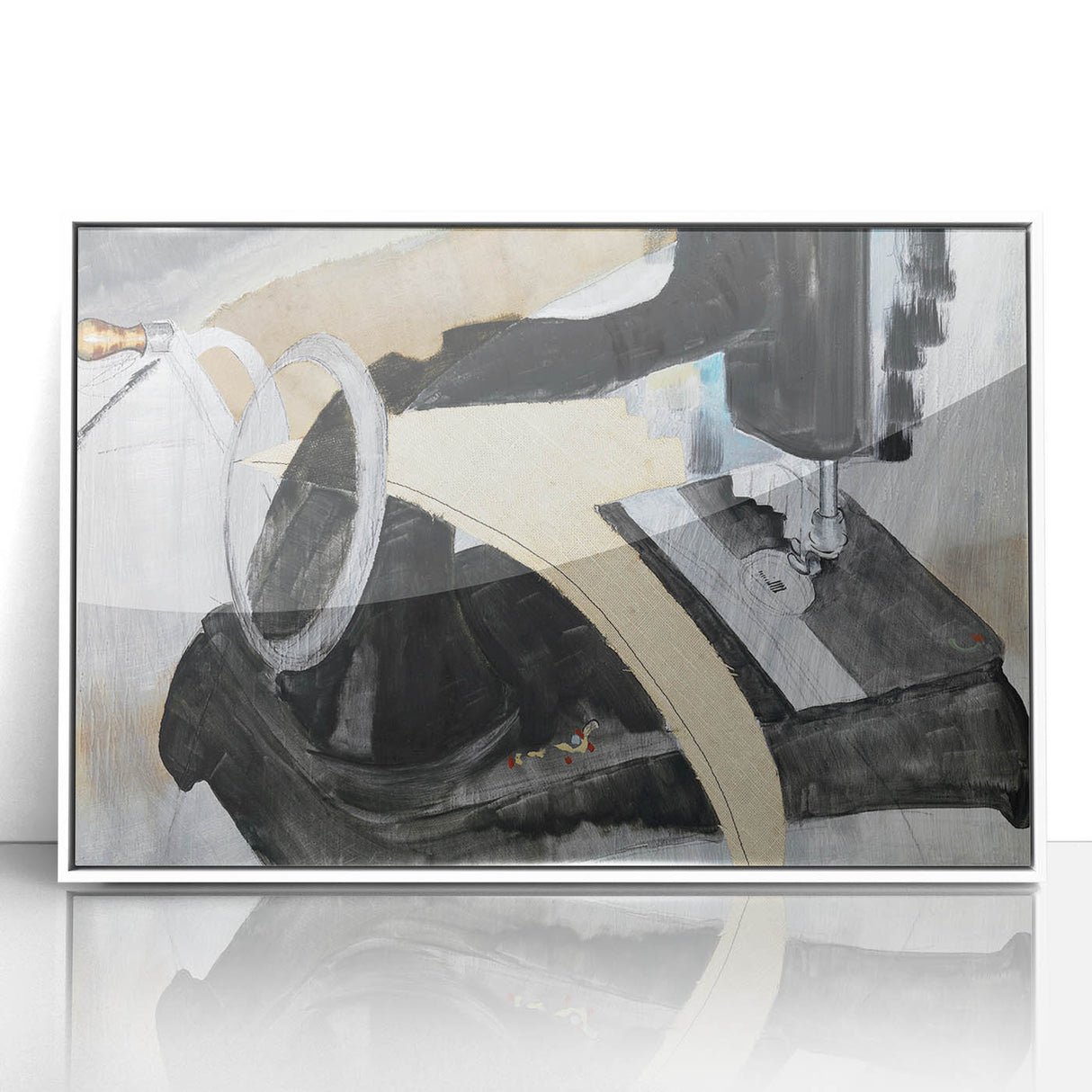 Modern Wall Art: Abstract Hand Sewing Machine with Industrial Flair