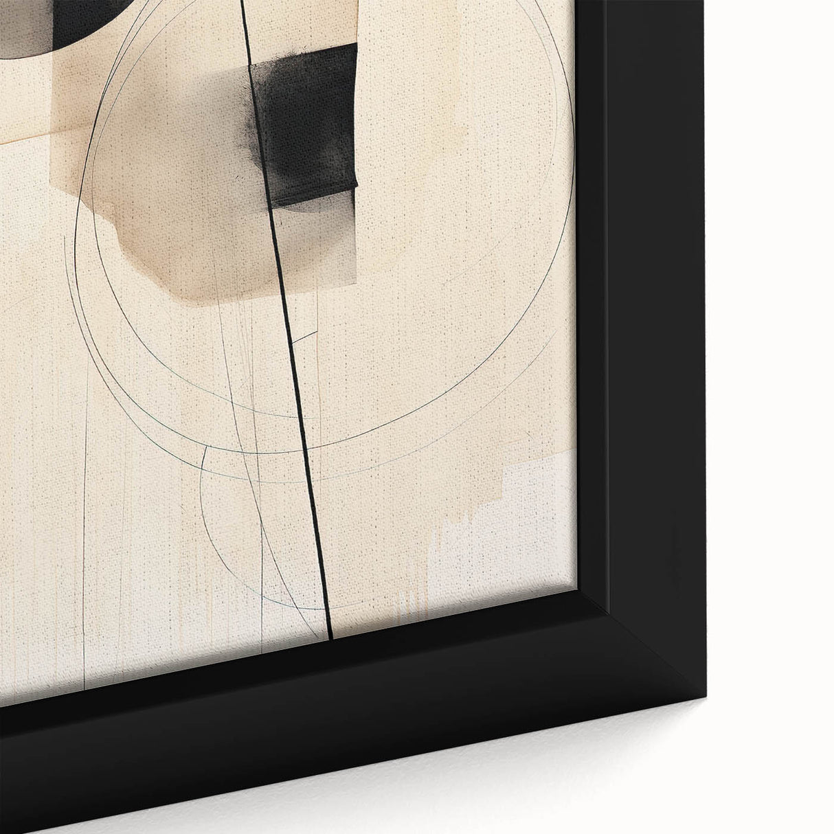 Modern Dining Area Art – Geometric Abstract Black & Beige Print