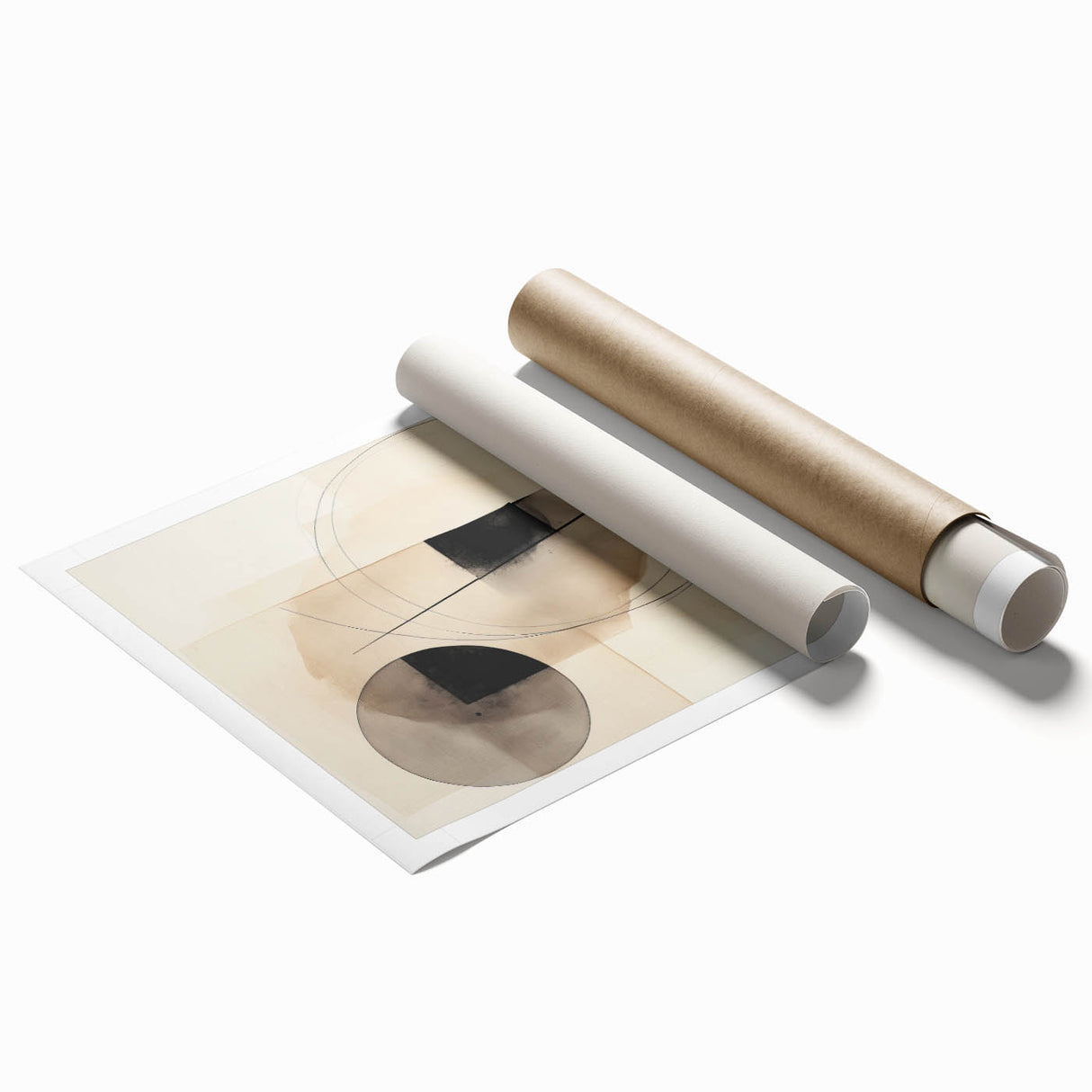 Modern Dining Area Art – Geometric Abstract Black & Beige Print