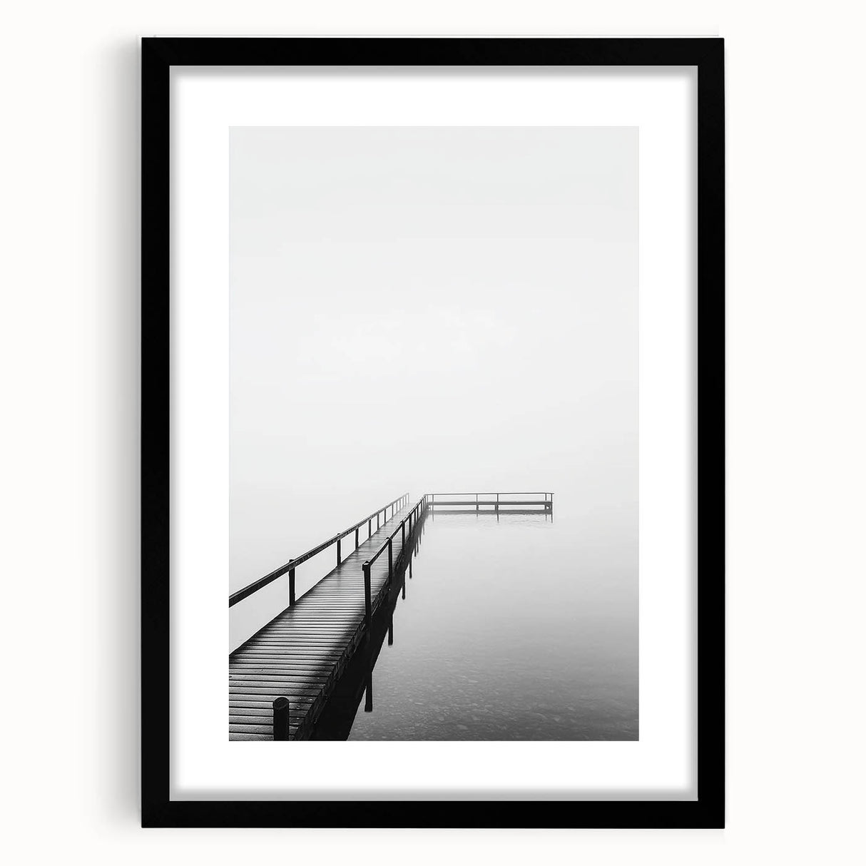 Minimalist Black & White Pier Office Wall Art – Modern Décor