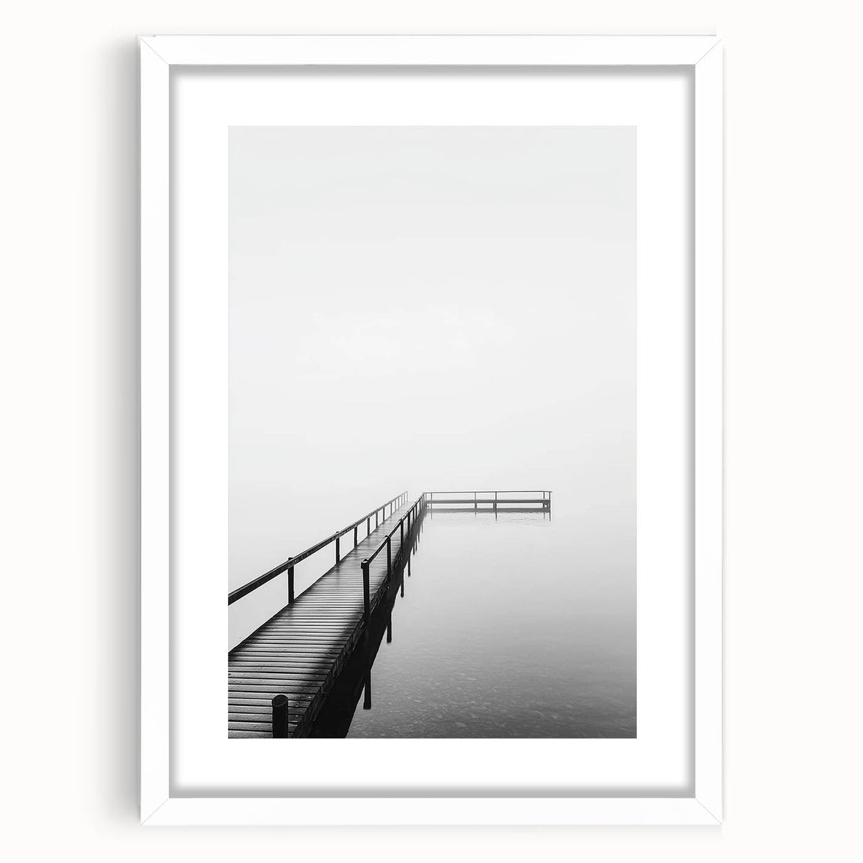 Minimalist Black & White Pier Office Wall Art – Modern Décor