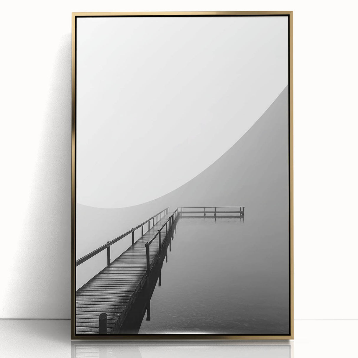 Minimalist Black & White Pier Office Wall Art – Modern Décor