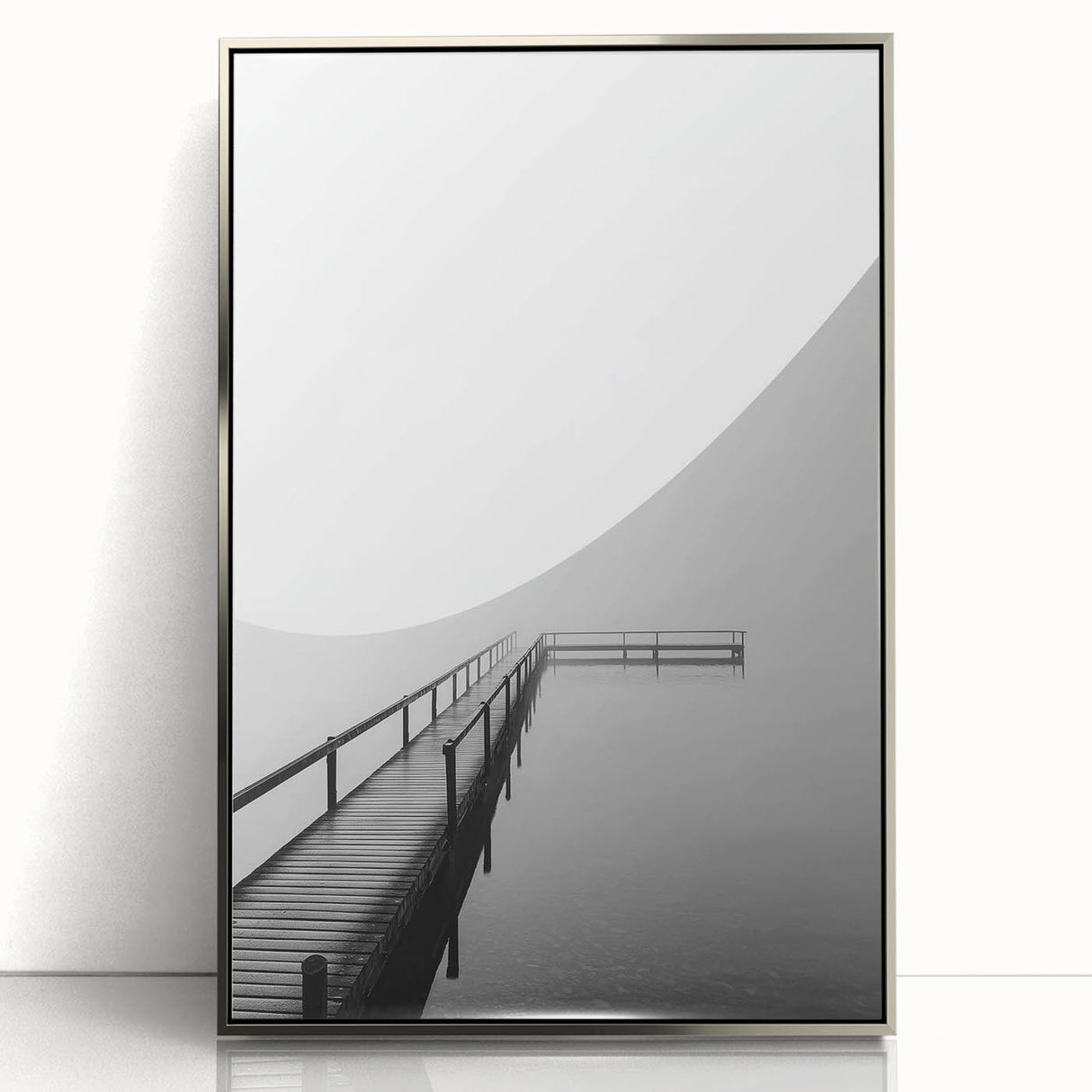 Minimalist Black & White Pier Office Wall Art – Modern Décor