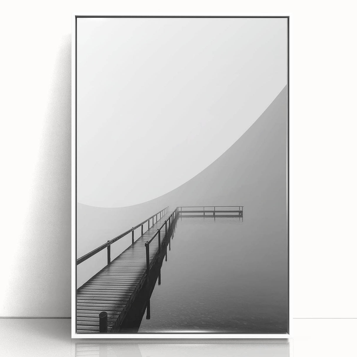Minimalist Black & White Pier Office Wall Art – Modern Décor