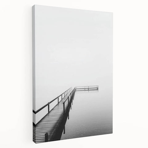 Minimalist Black & White Pier Office Wall Art – Modern Décor