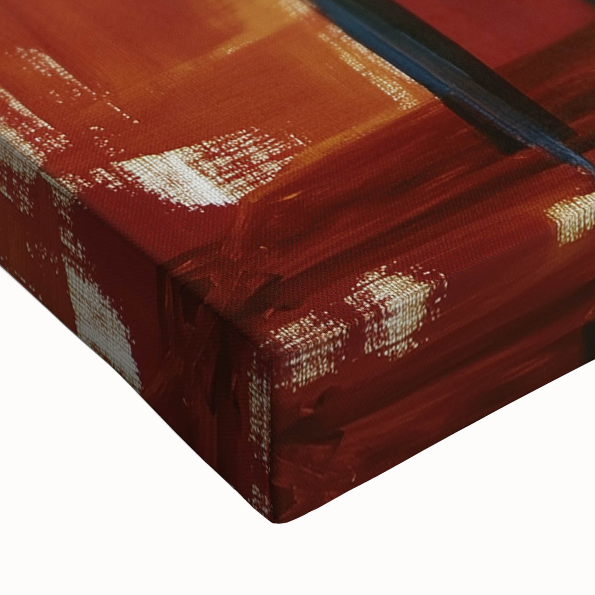 Close-up of an abstract figurative stretched canvas artwork showcasing vibrant colors and intricate textures, ideal for modern home decor or gallery settings.