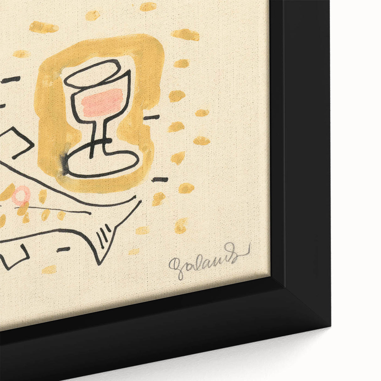 Modern Wall Art: Abstract Still Life with Fish and Wine Glass Design