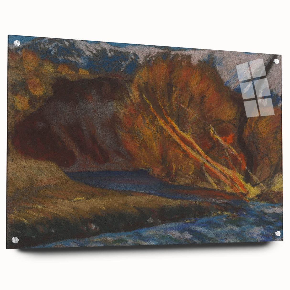 Modern Wall Art: Autumn River Valley with Vibrant Seasonal Colors