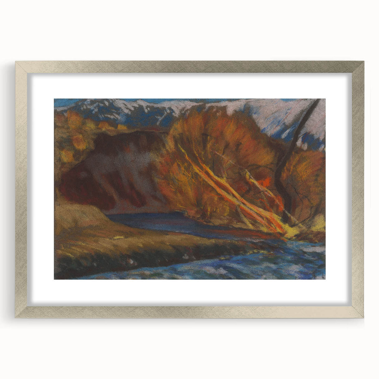 Modern Wall Art: Autumn River Valley with Vibrant Seasonal Colors