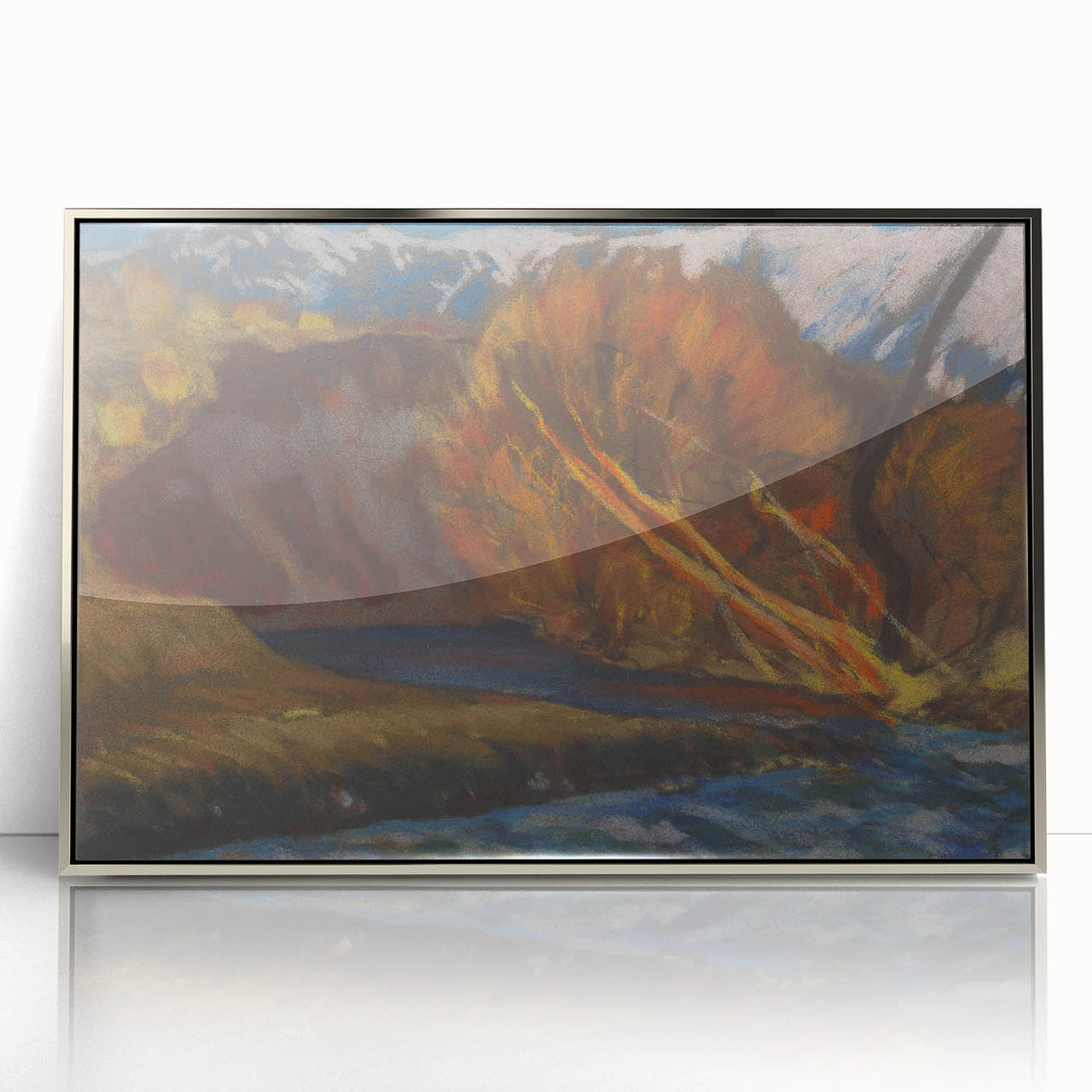 Modern Wall Art: Autumn River Valley with Vibrant Seasonal Colors
