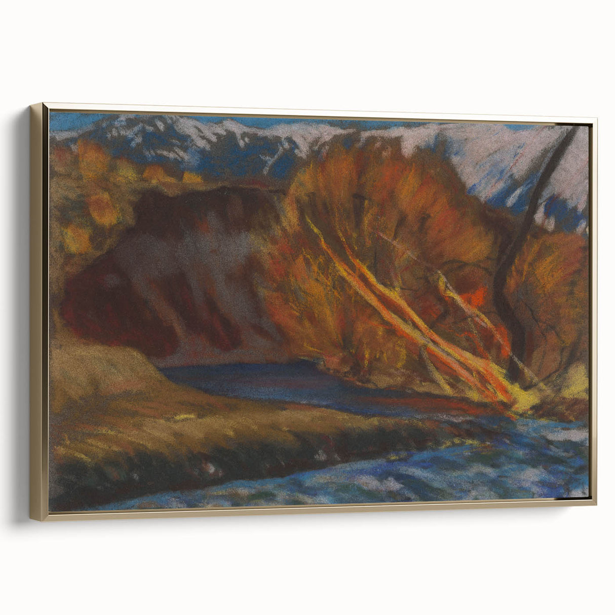 Modern Wall Art: Autumn River Valley with Vibrant Seasonal Colors