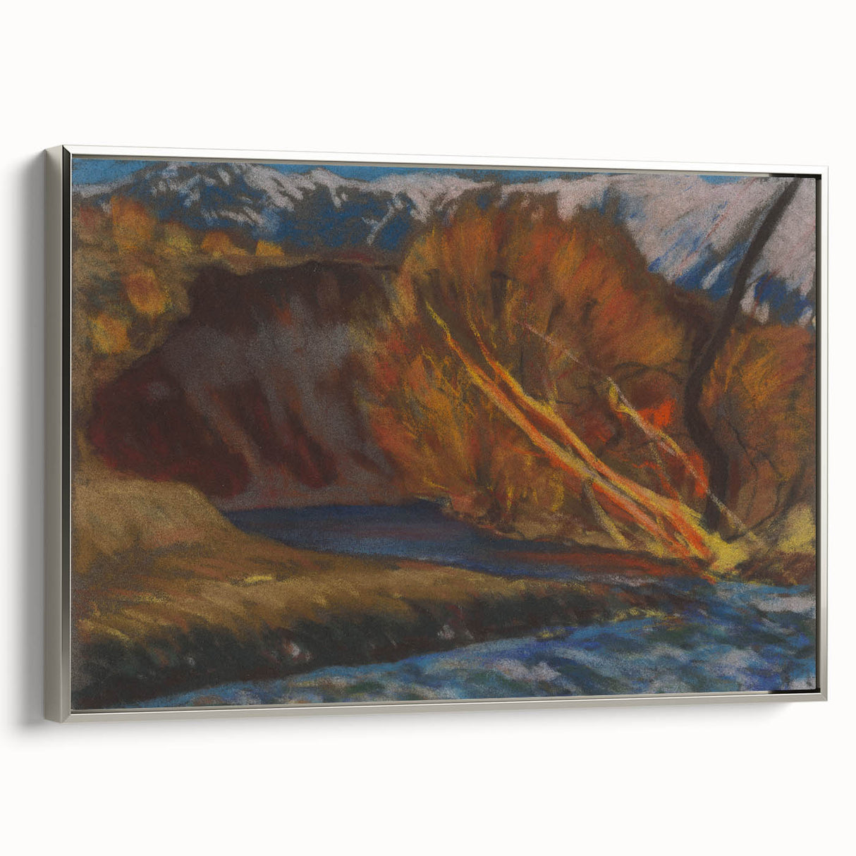 Modern Wall Art: Autumn River Valley with Vibrant Seasonal Colors