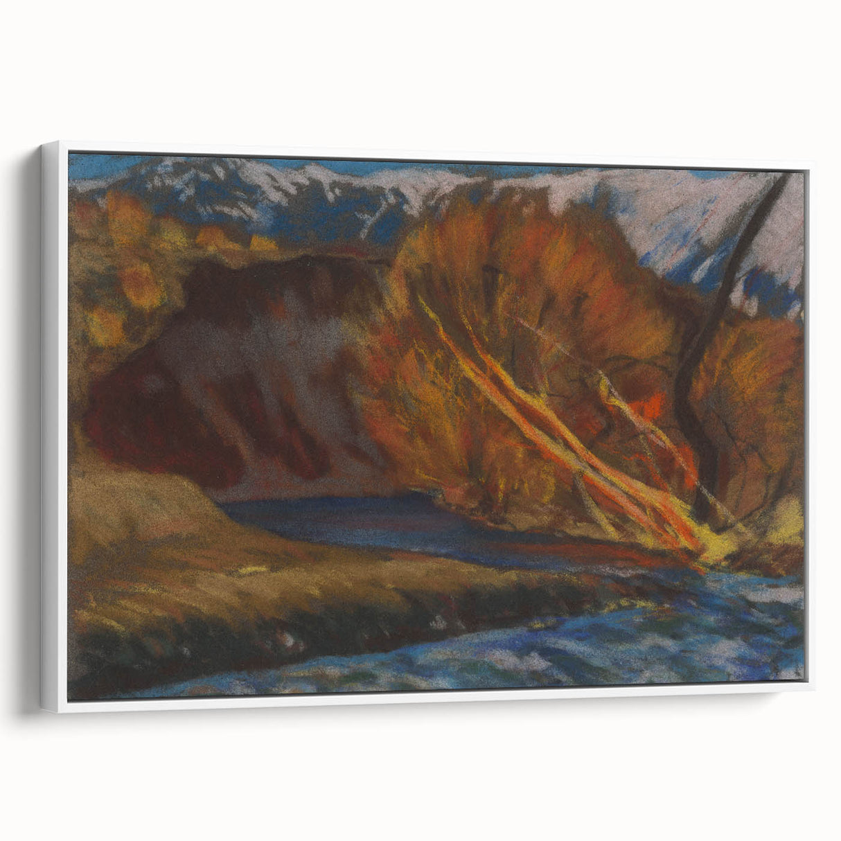 Modern Wall Art: Autumn River Valley with Vibrant Seasonal Colors