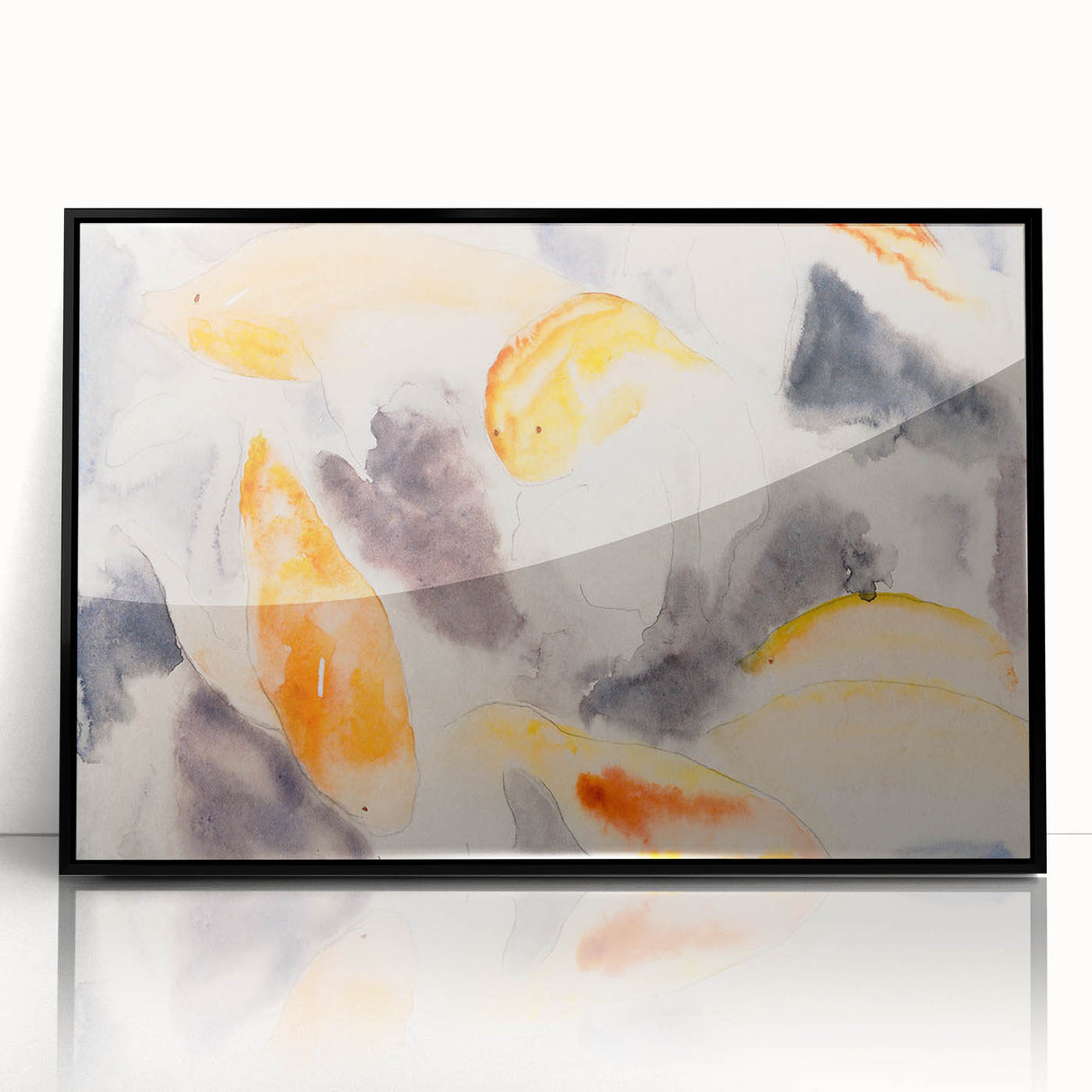 Modern Wall Art: Abstract Fish Watercolor with Soft Pastel Tones