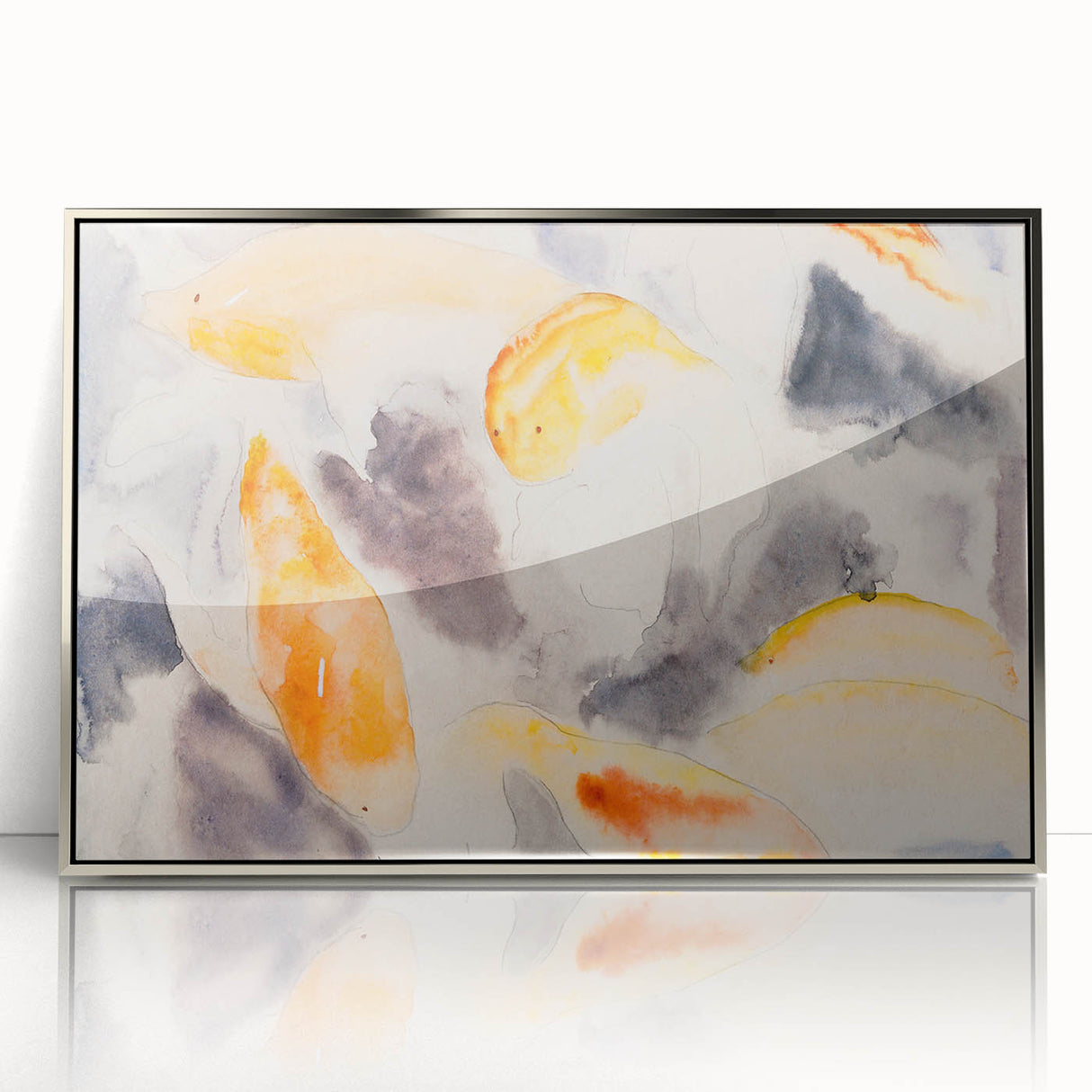 Modern Wall Art: Abstract Fish Watercolor with Soft Pastel Tones