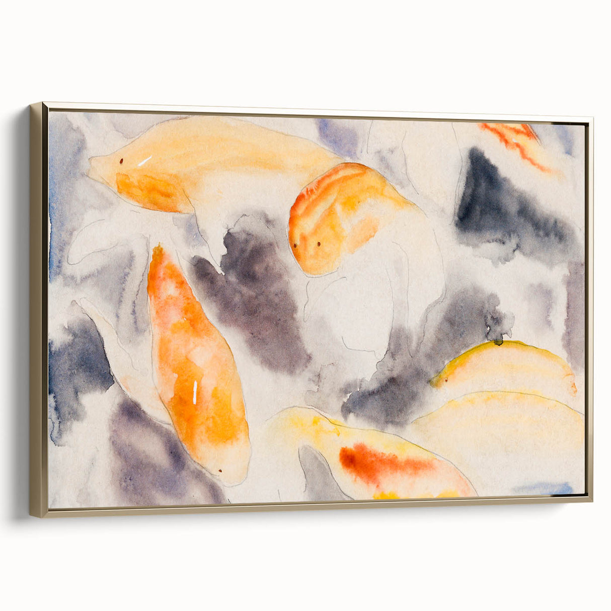 Modern Wall Art: Abstract Fish Watercolor with Soft Pastel Tones
