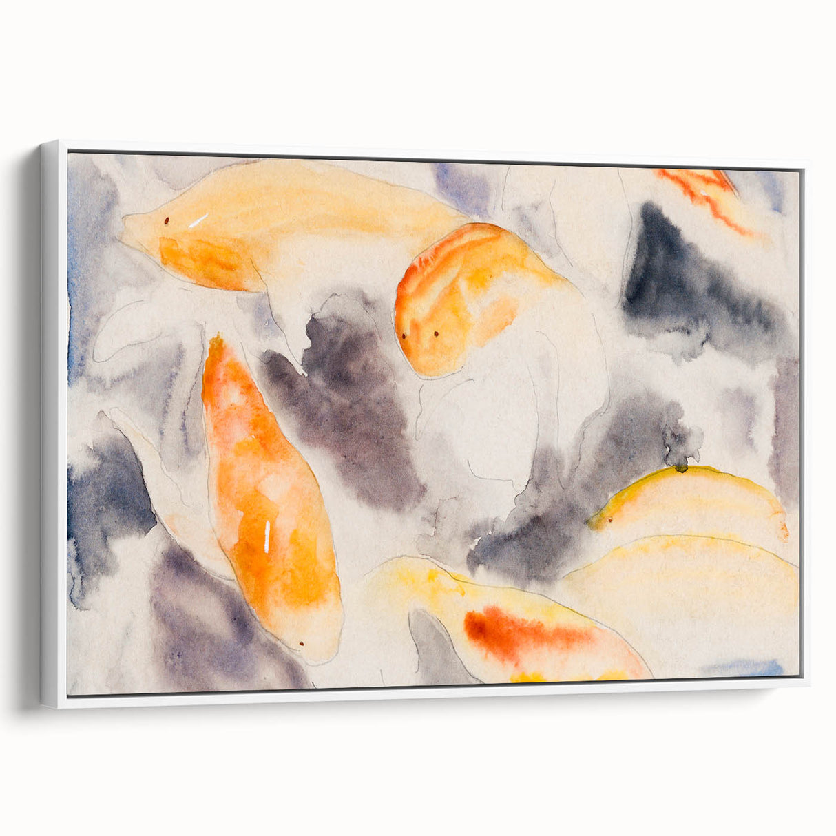 Modern Wall Art: Abstract Fish Watercolor with Soft Pastel Tones