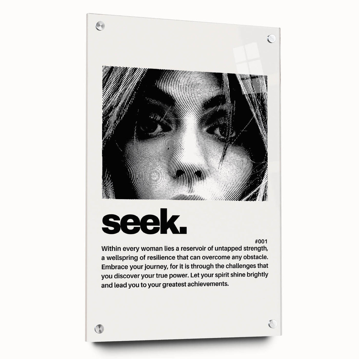 Monochrome Motivational Typography Art Print - "Seek" Canvas