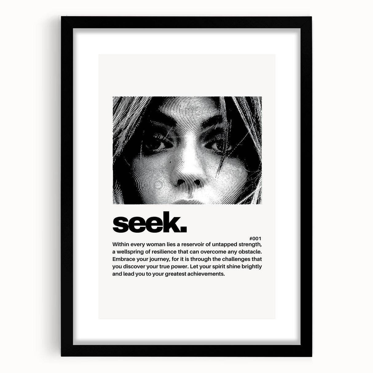 Monochrome Motivational Typography Art Print - "Seek" Canvas