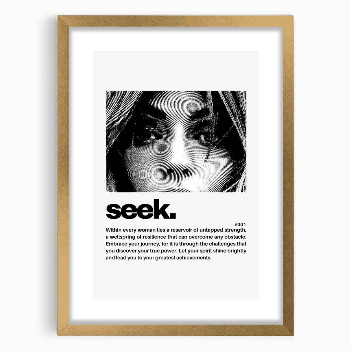 Monochrome Motivational Typography Art Print - "Seek" Canvas