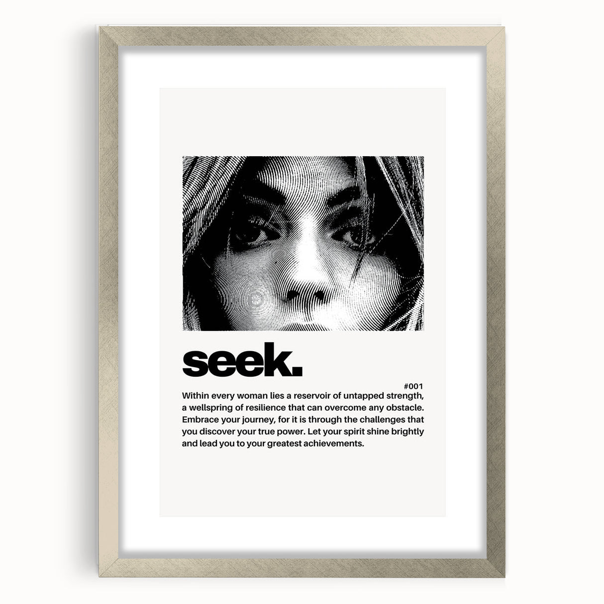 Monochrome Motivational Typography Art Print - "Seek" Canvas