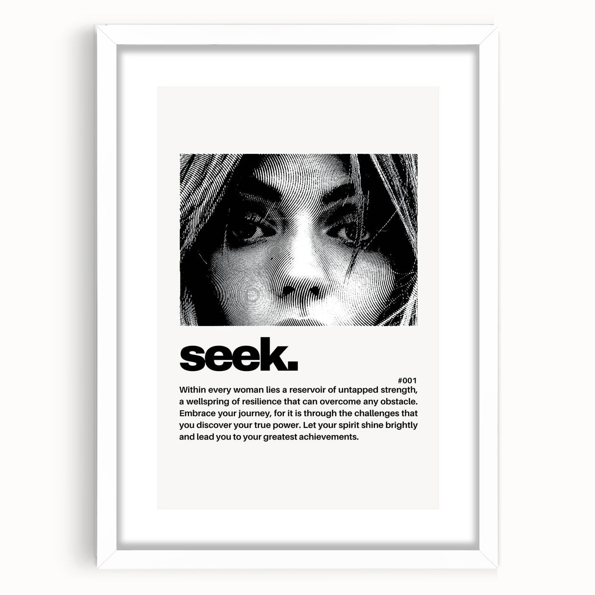 Monochrome Motivational Typography Art Print - "Seek" Canvas