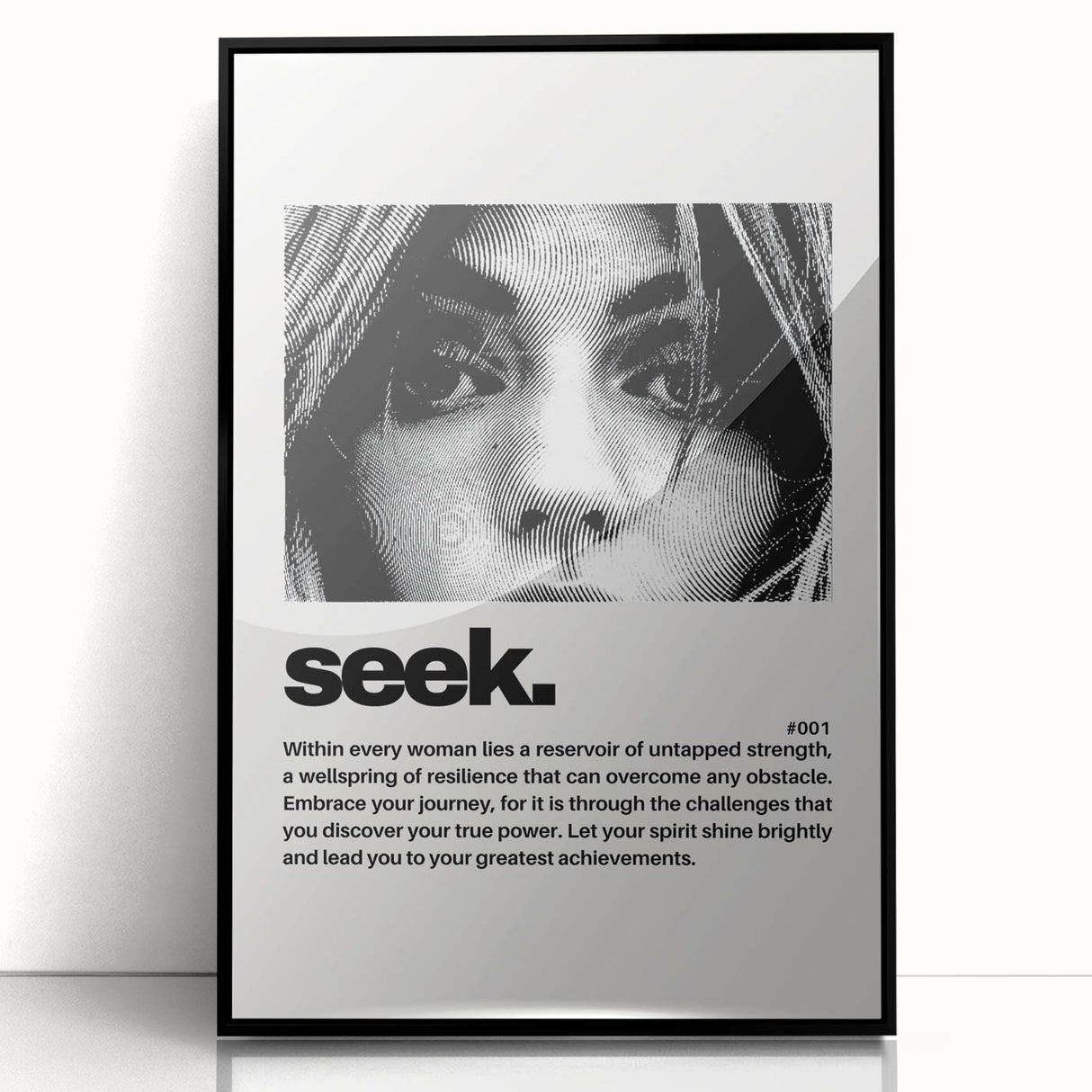 Monochrome Motivational Typography Art Print - "Seek" Canvas