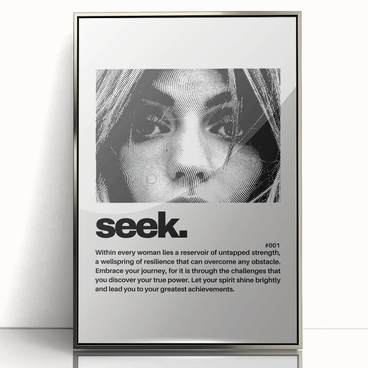 Monochrome Motivational Typography Art Print - "Seek" Canvas