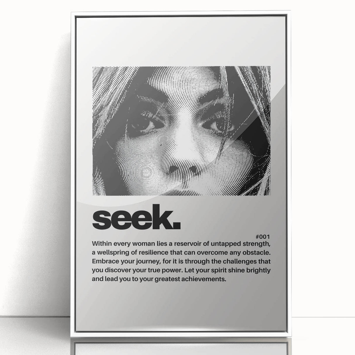 Monochrome Motivational Typography Art Print - "Seek" Canvas