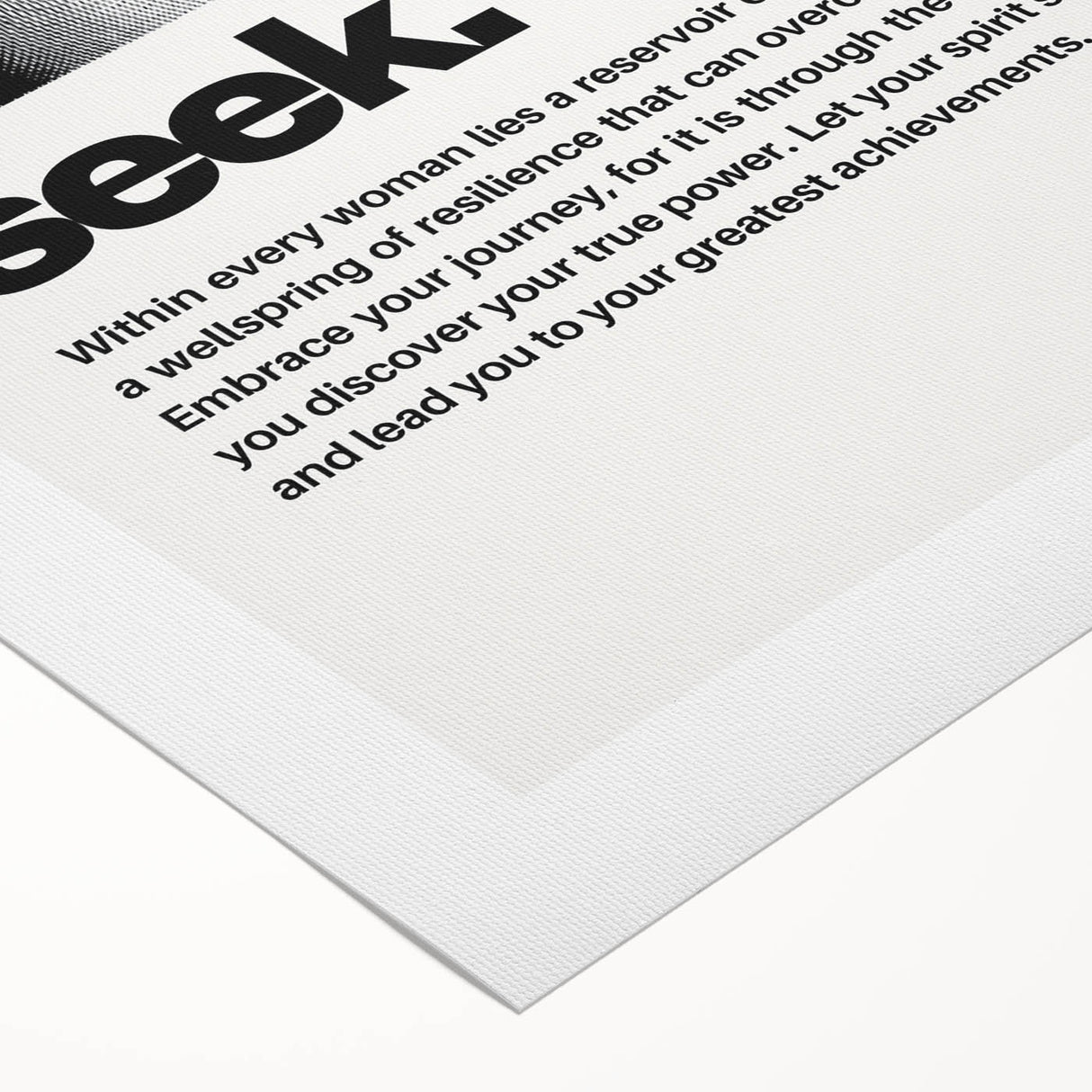 Monochrome Motivational Typography Art Print - "Seek" Canvas