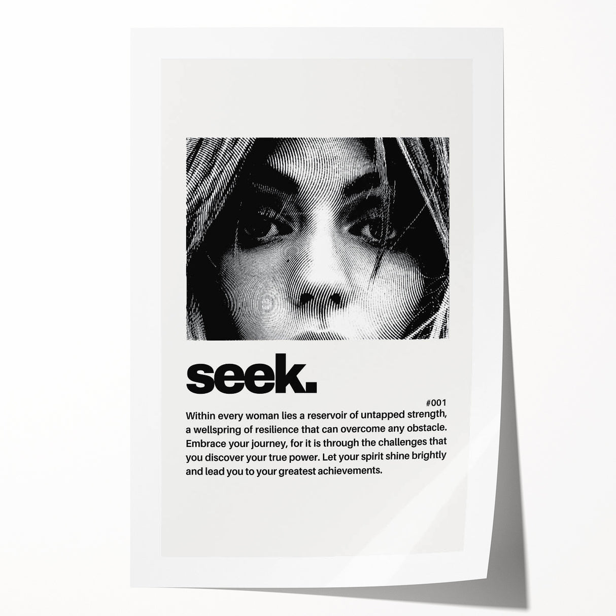 Monochrome Motivational Typography Art Print - "Seek" Canvas