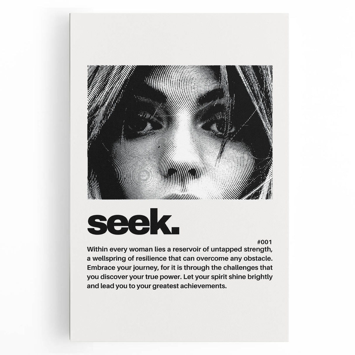 Monochrome Motivational Typography Art Print - "Seek" Canvas