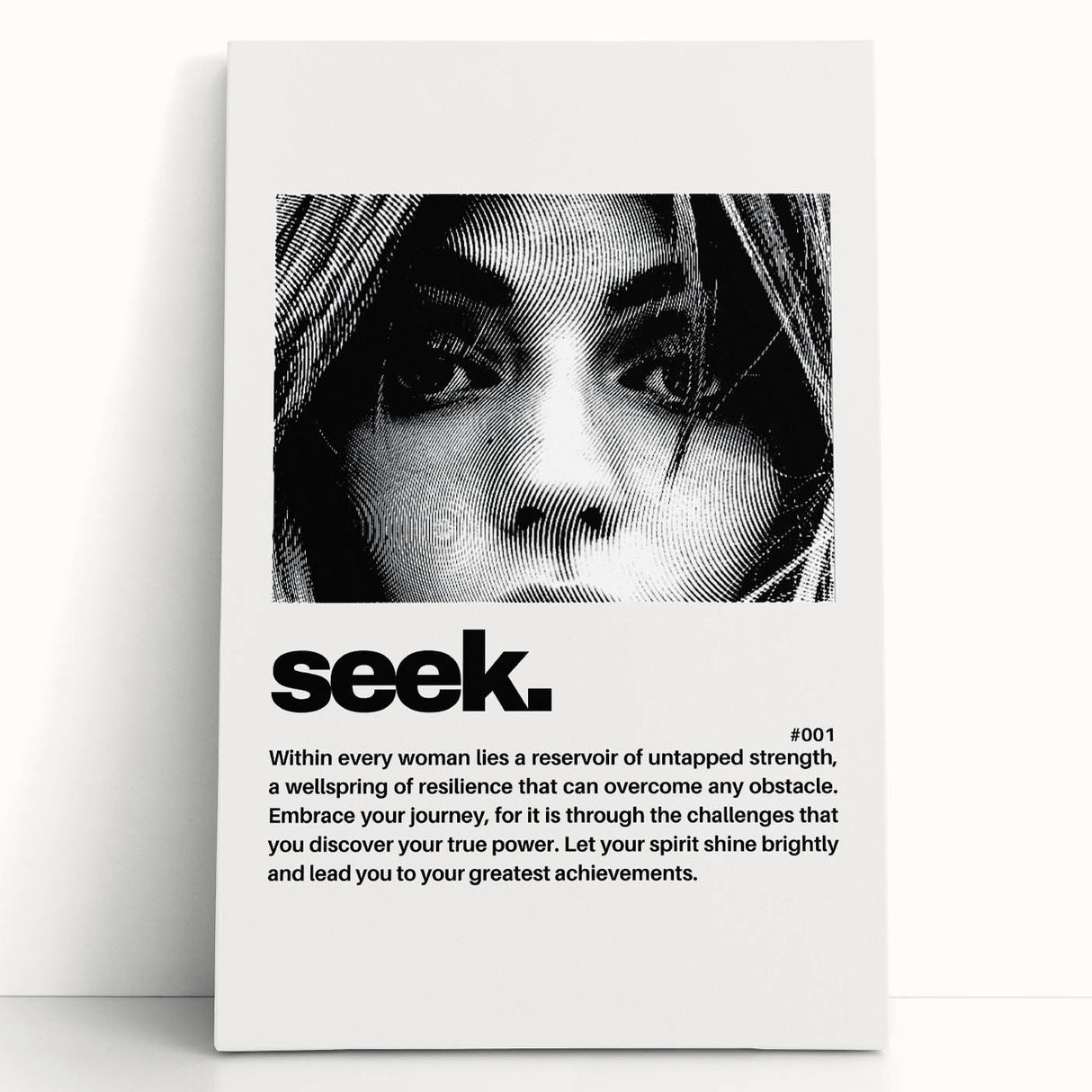 Monochrome Motivational Typography Art Print - "Seek" Canvas
