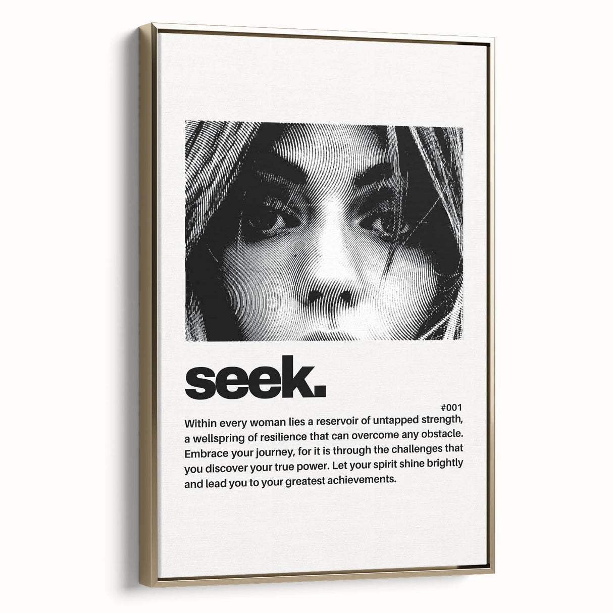 Monochrome Motivational Typography Art Print - "Seek" Canvas